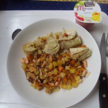 Duo pommes de terre et patate douce/saumon et fenouil